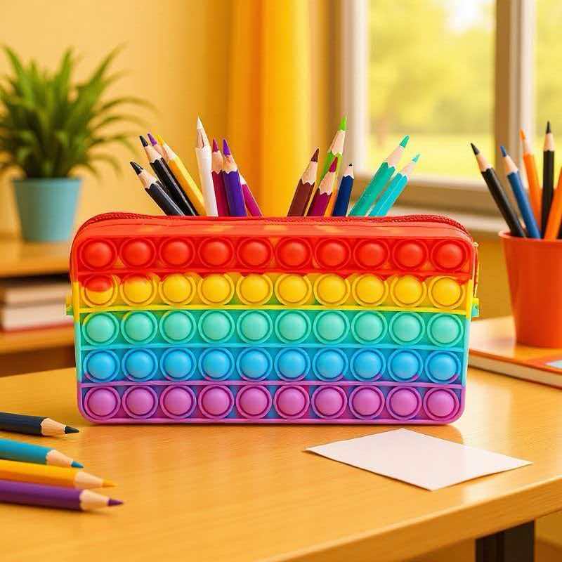 Sports Equipment For Schools - Rainbow Pencil Case Silicone Push Bubble