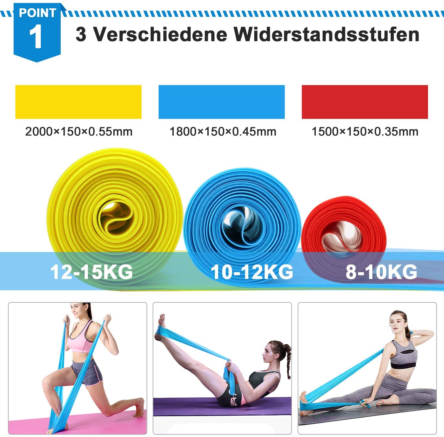 Elastic Fitness Bands 3Pcs Res - Sports Equipment For Schools recension och pris
